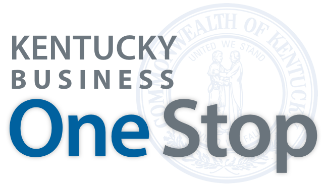 Kentucky One Stop Business Portal Logo with State of Kentucky Seal.